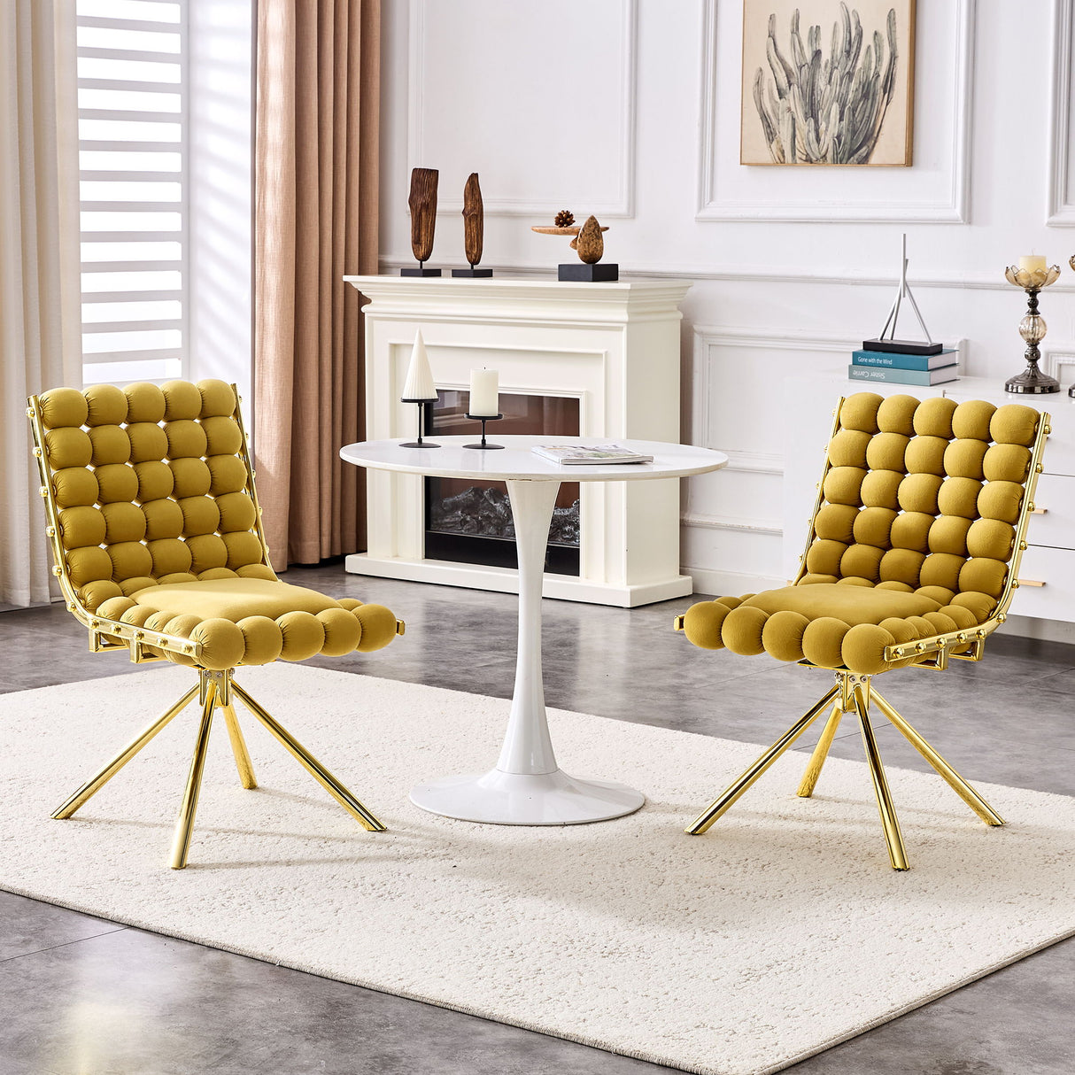 Puffy Bubble, Ball Chain Dining Chairs For Dining Room (Set of 2)