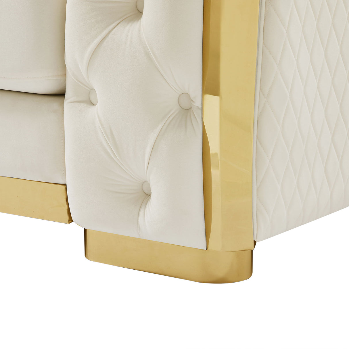 2 Seater Sofa With Button Tufted Diamond Grid & 2 Pillows For Living Room