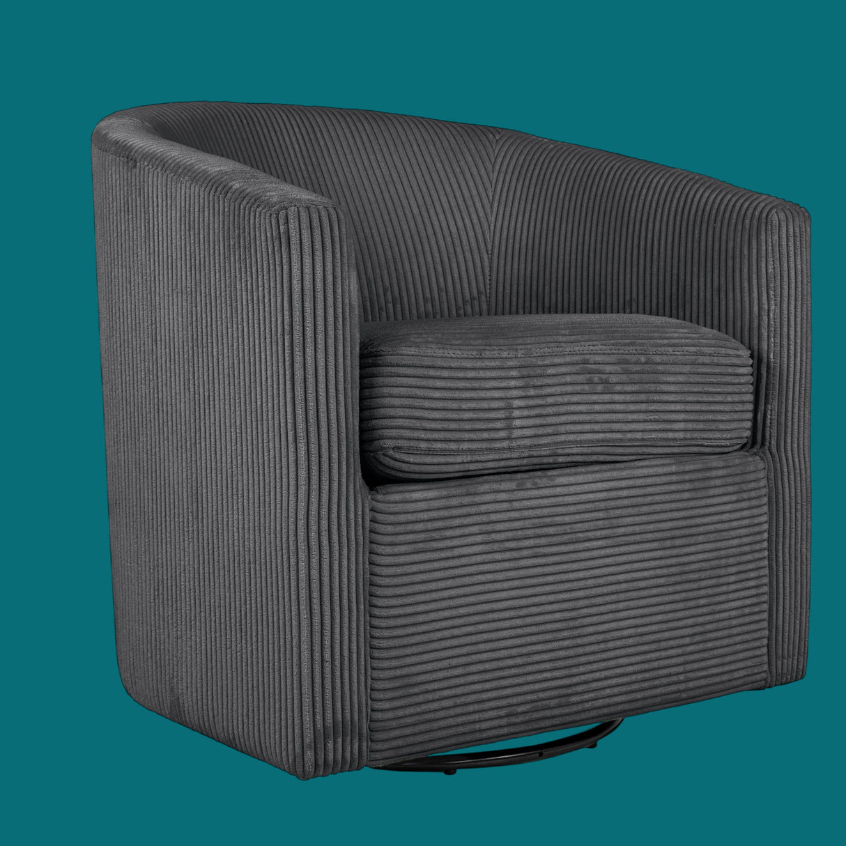 Swivel Accent Chair With U Backrest, Plush Cushion Living Room Furniture