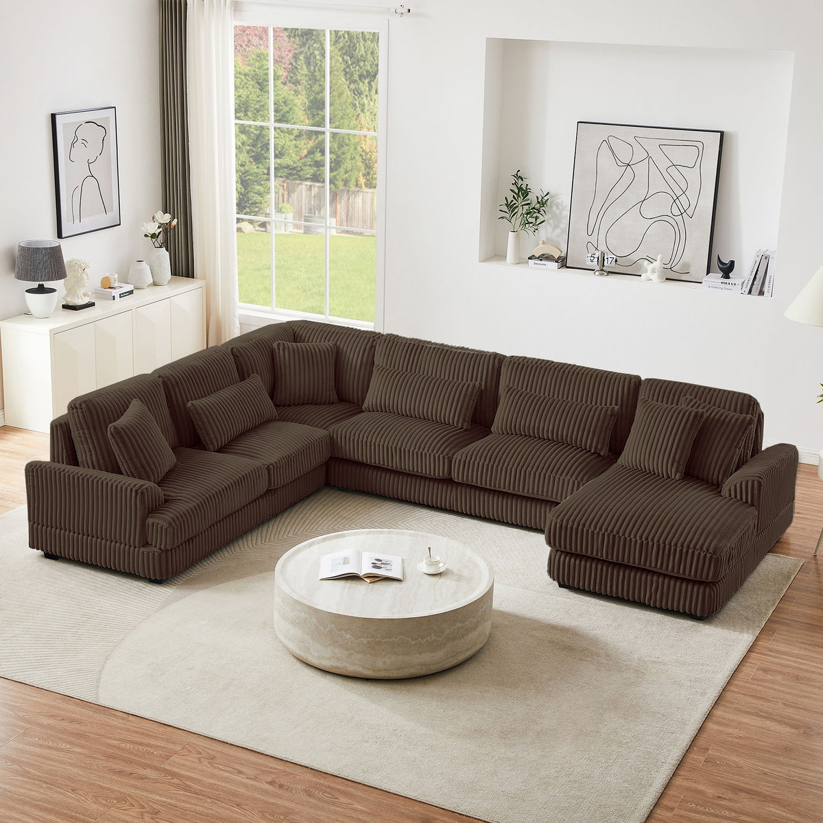 Oversized Sectional Sofa U - Shaped Sofa Couch Modern Sofa Upholstered In Soft With A Chaise Lounge For Living Room