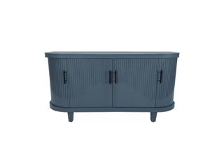 Curved Sideboard Console Cabinet with 4 Doors and Storage Shelves 47x32in Blue