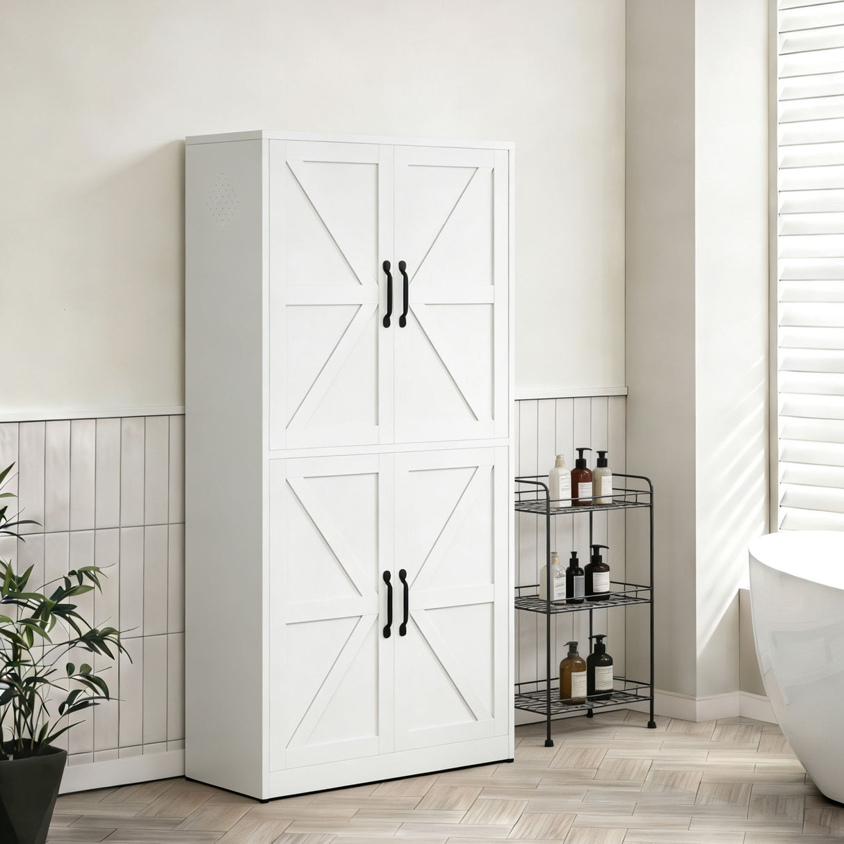 Kitchen Pantry Cabinet With Adjustable Shelves, Heavy Duty Storage - White