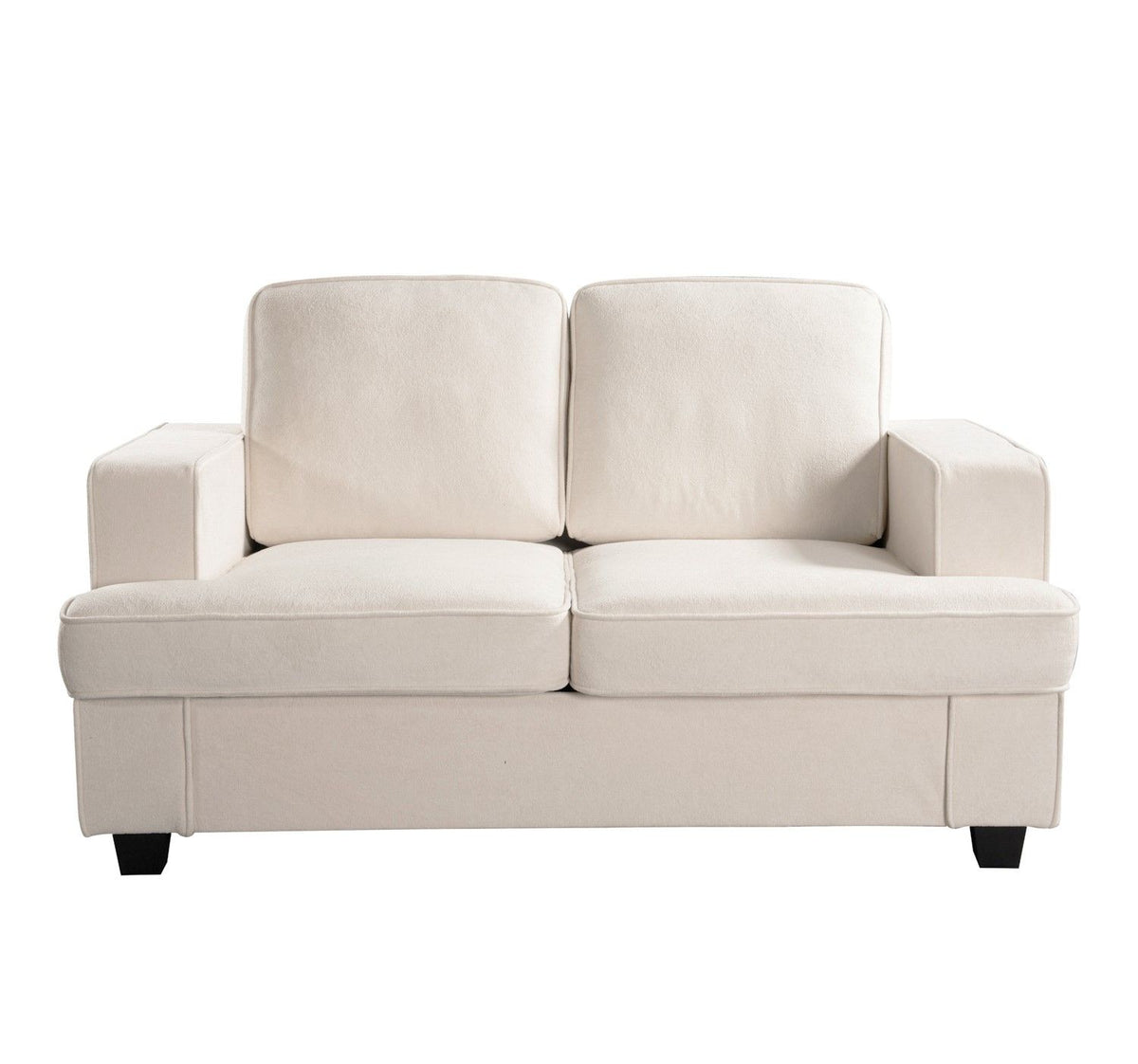 Modern Loveseat, Comfortable 2 Seater Couch With Deep Seating, Loose Back Cushions, Wide Arms
