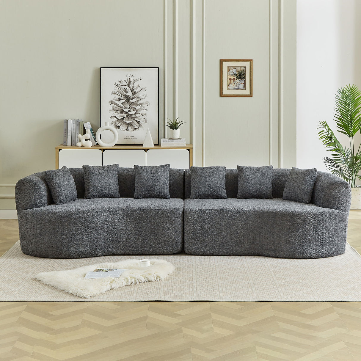 Curved Sectional Sofa With 6 Pillows