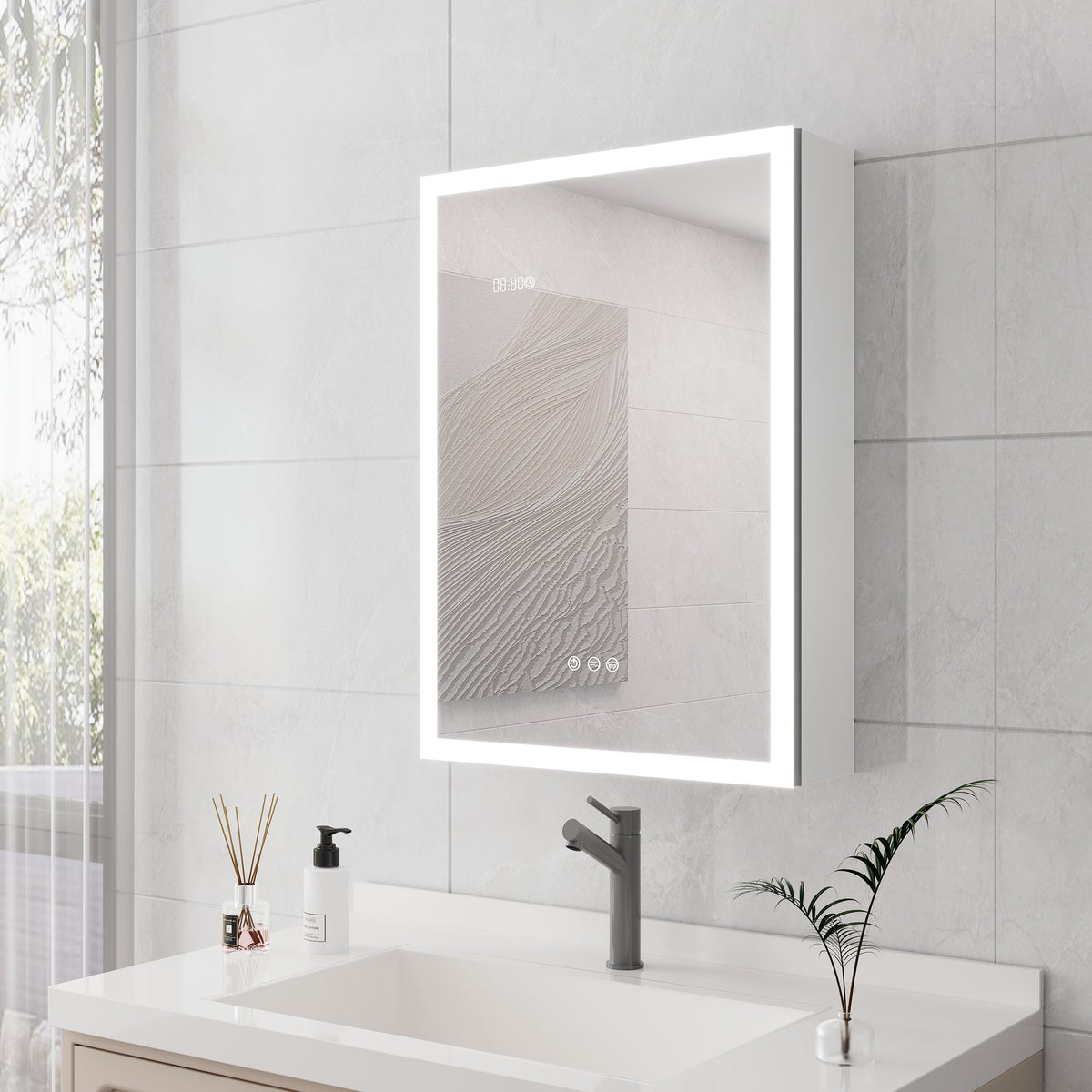 Bathroom Medicine Cabinet With Lights, LED Medicine Cabinet With Mirror, Lighted Medicine Cabinet With Defogger