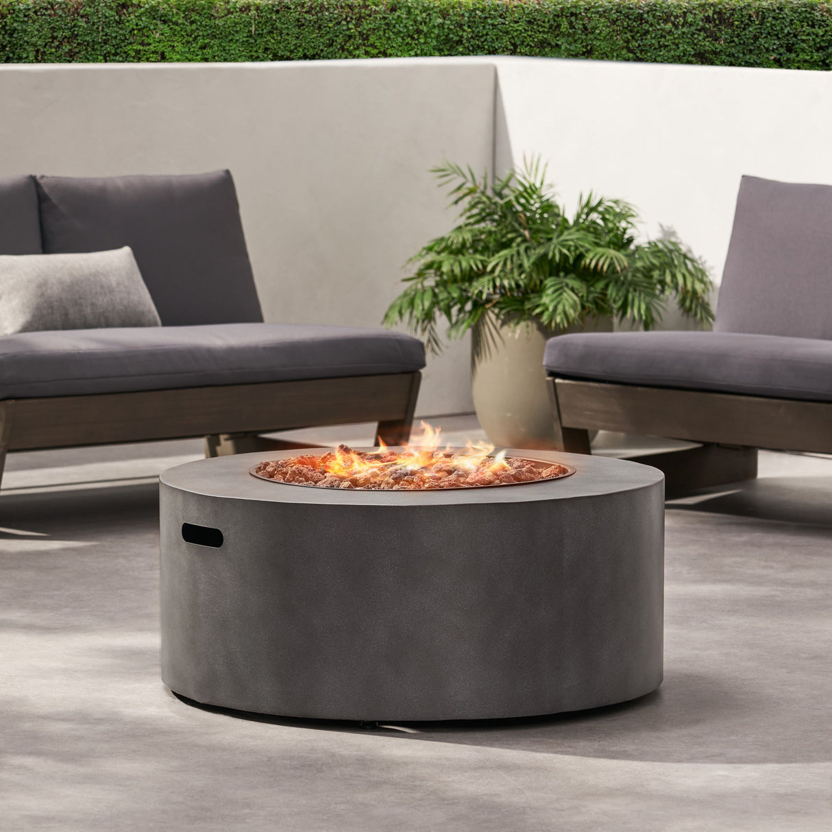 Round Propane Fire Pit Table Modern Outdoor Patio Heater 40000 BTU