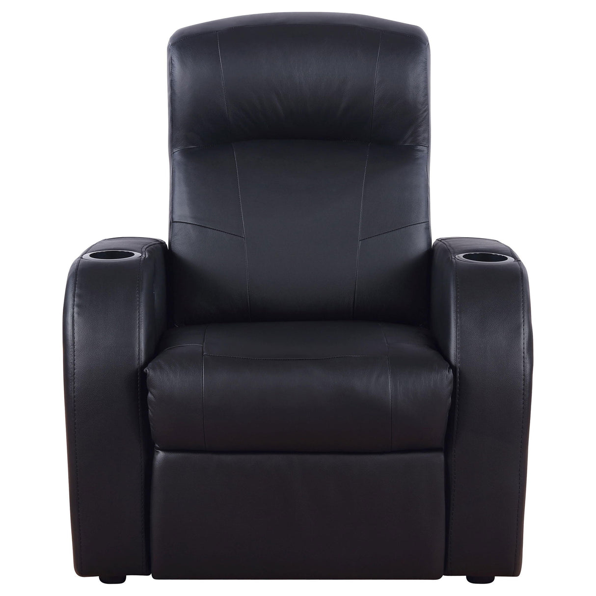 Greenfield - 4 Seater Home Theater With Wedge Console Recliners With Built In Storage And Cup Holders - Black