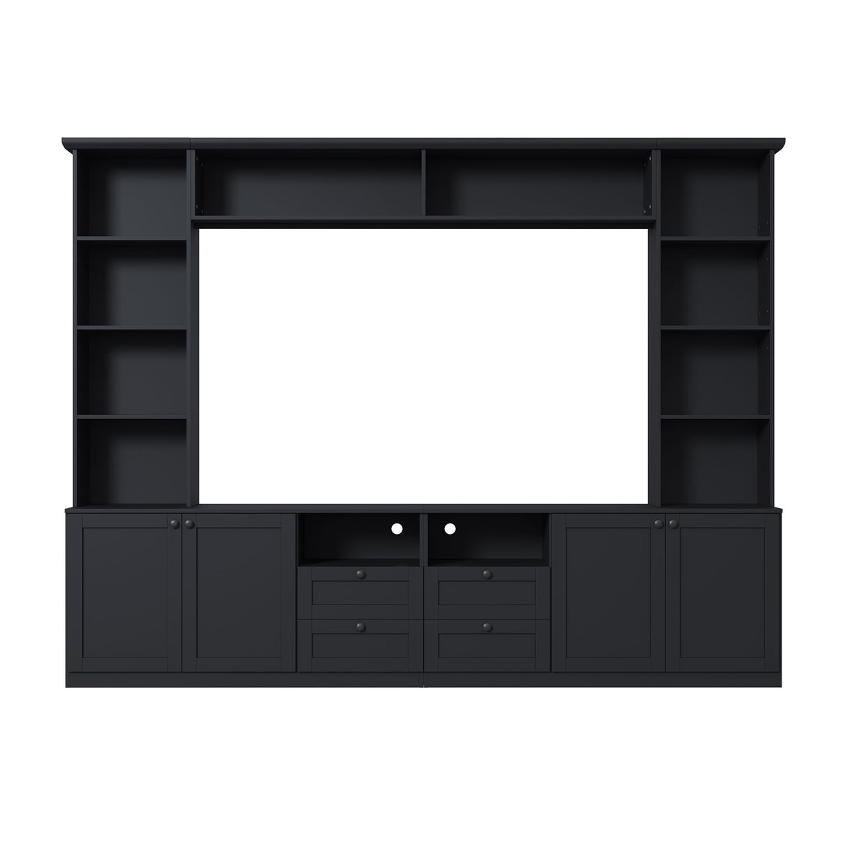 Farmhouse Elegant Entertainment Center Wall Unit With 4 Drawers