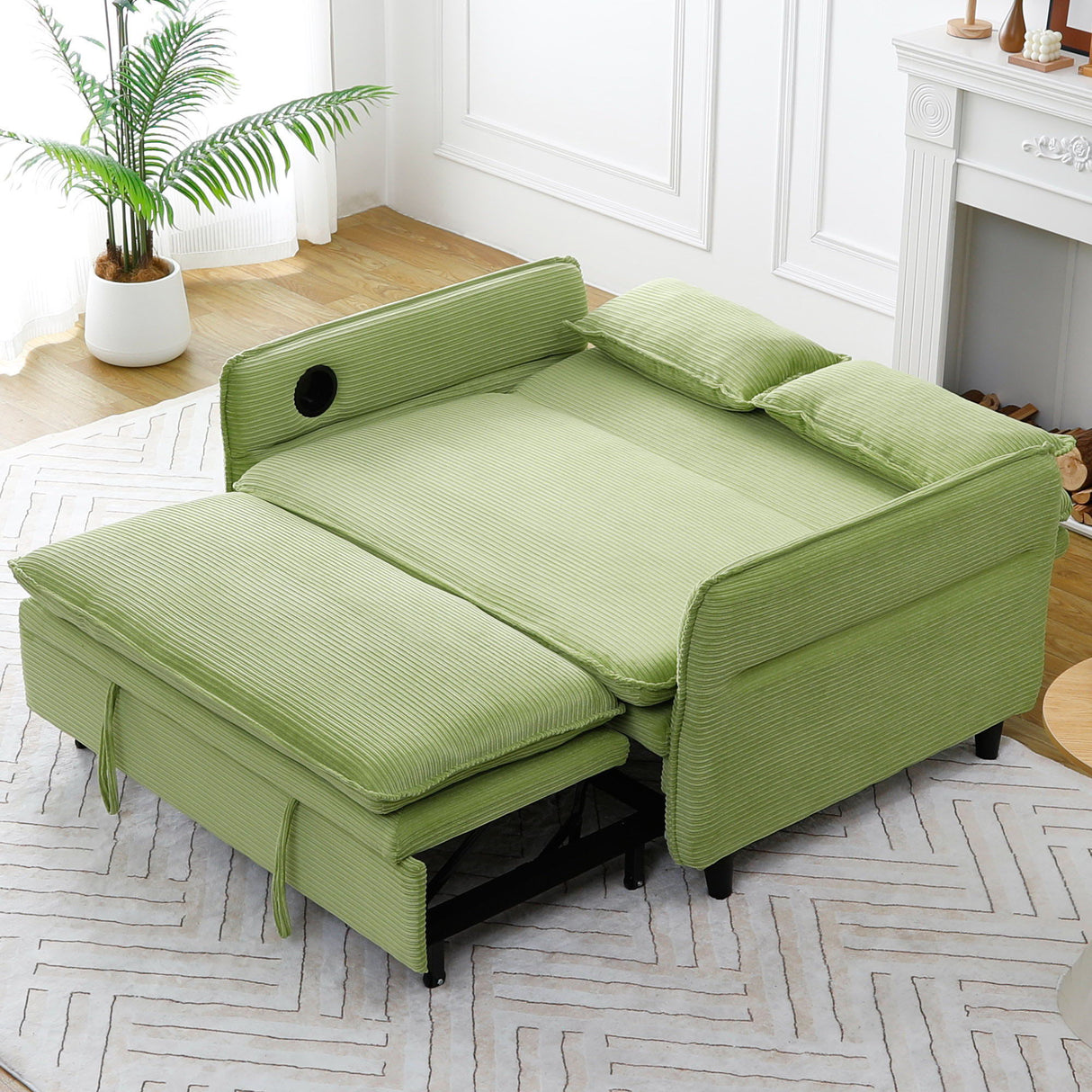 Modern Fabric Multi-Functional Sofa Bed With Adjustable Armrests And Backrests