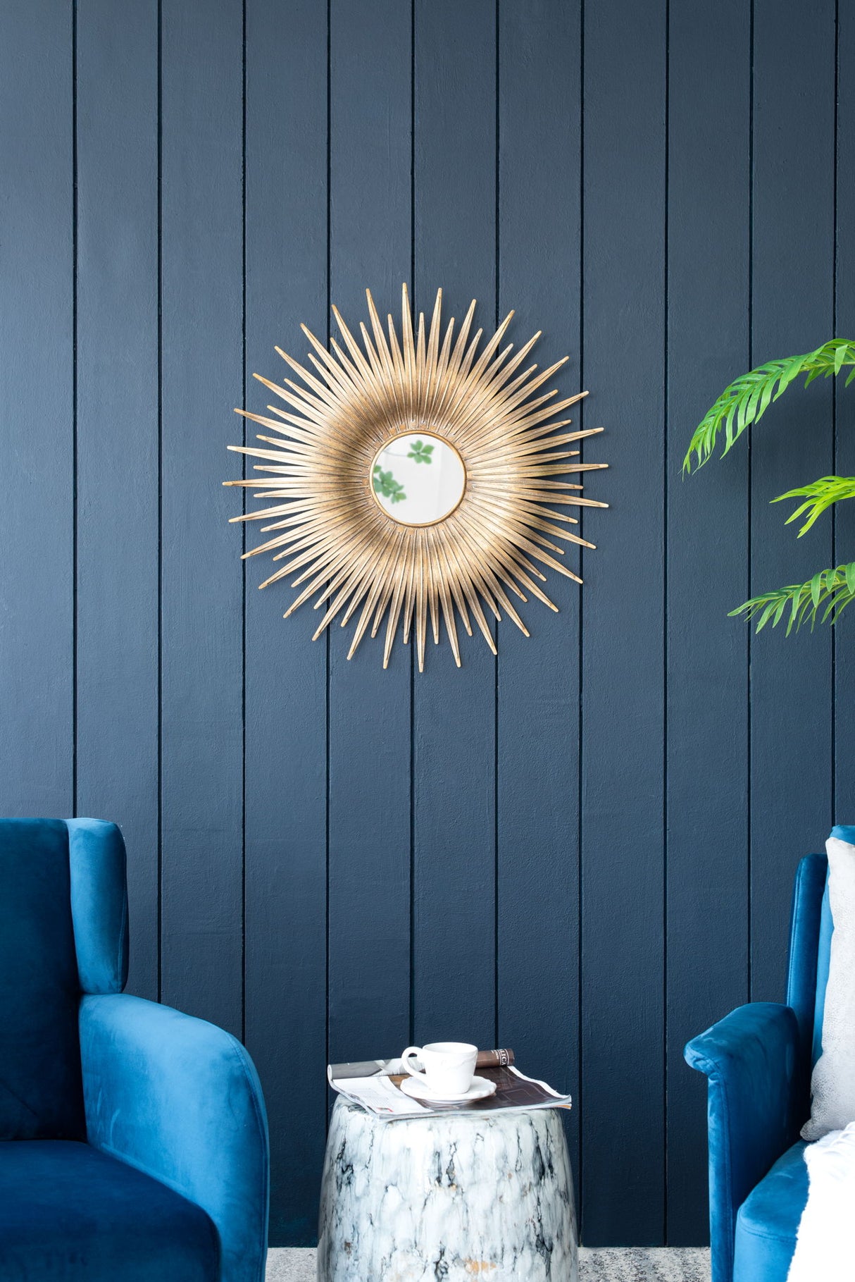 Retro DesignSunburst Metal Wall Mirror Decorative Mirror For A Bedroom Dressing Room, Hallway Or Living Space - Gold - Wall Mirrors - Alpine Outlets