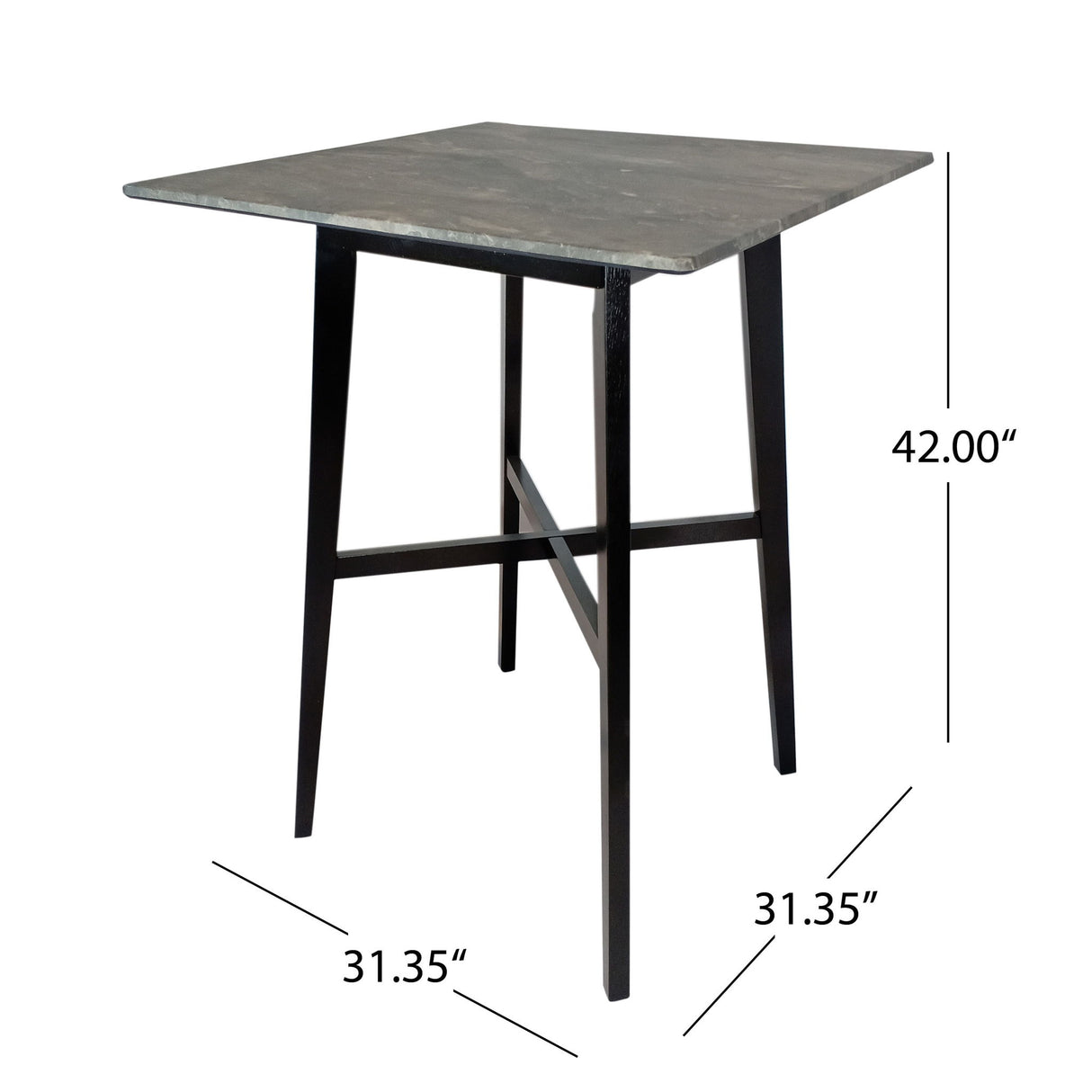 Modern Bar Height Dining Table, Rubberwood Legs And Laminate Table Top