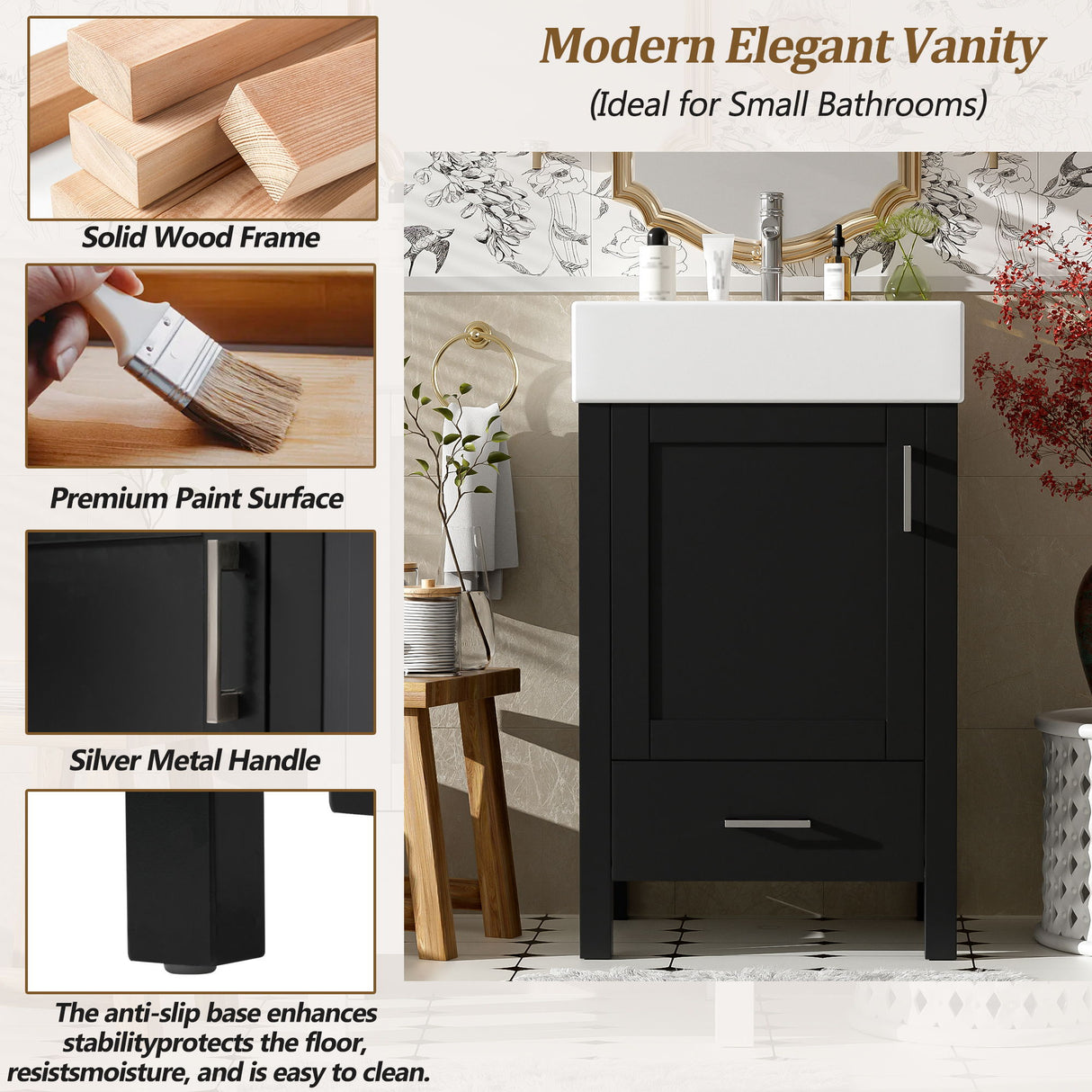 Bathroom Vanity With Sink, Frame And Drawer