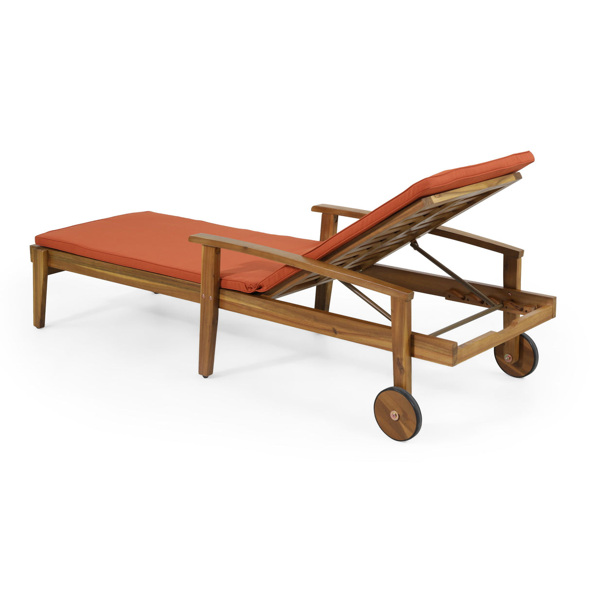 Jason - Chaise Lounge Acacia Wood Adjustable Outdoor Chair - Orange