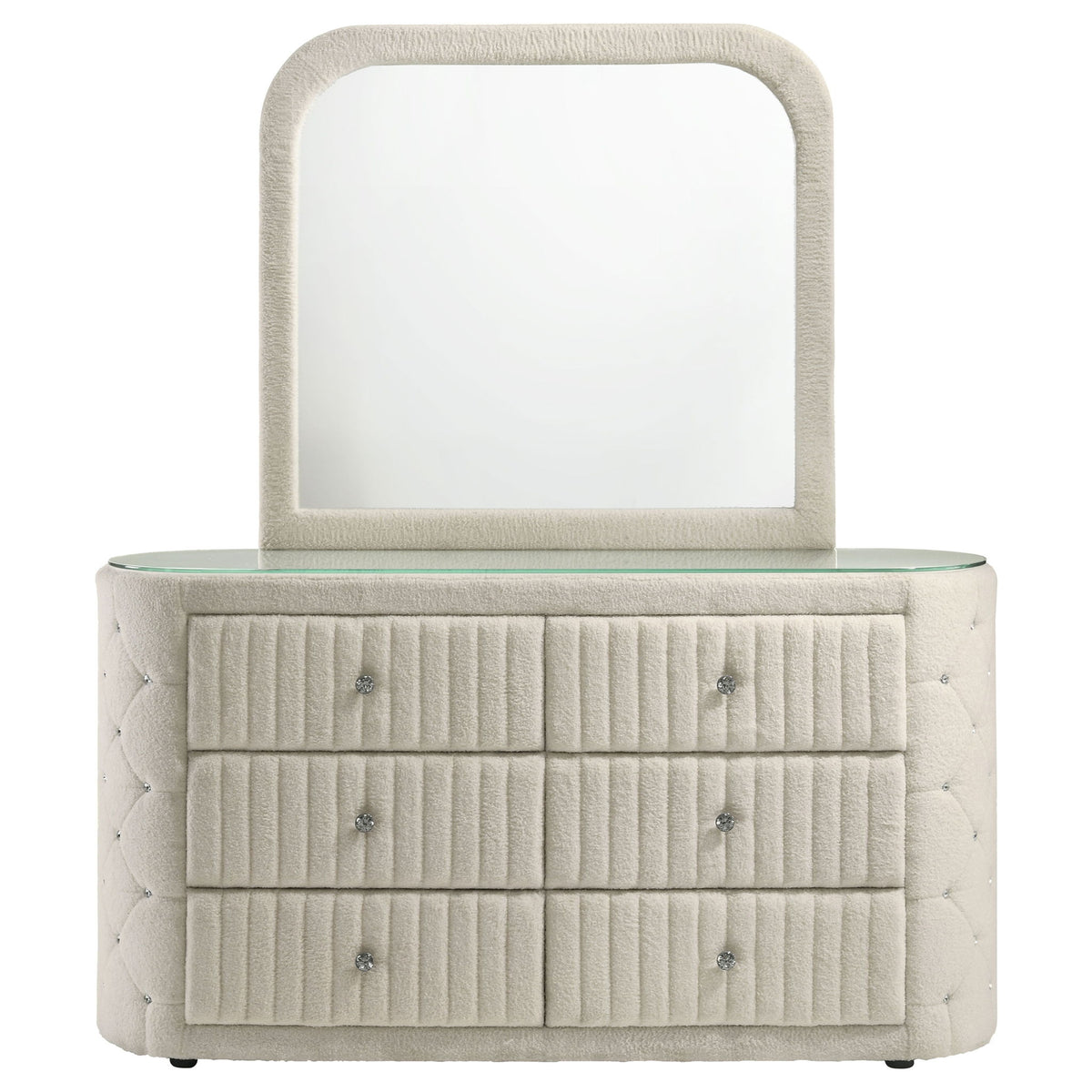 Santiago - 6 Drawer Dresser With Mirror - Ivory