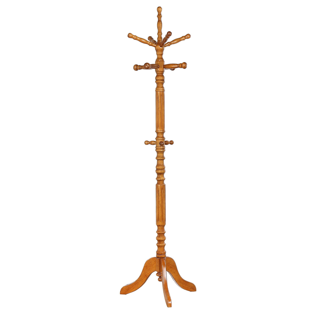 Cosman - 11 Hook Freestanding Coat Rack With Hanger - Brown
