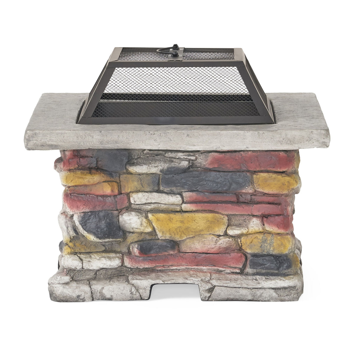 Outdoor Wood Burning Magnesium Oxide Fire Pit with Lid in Stone Gray
