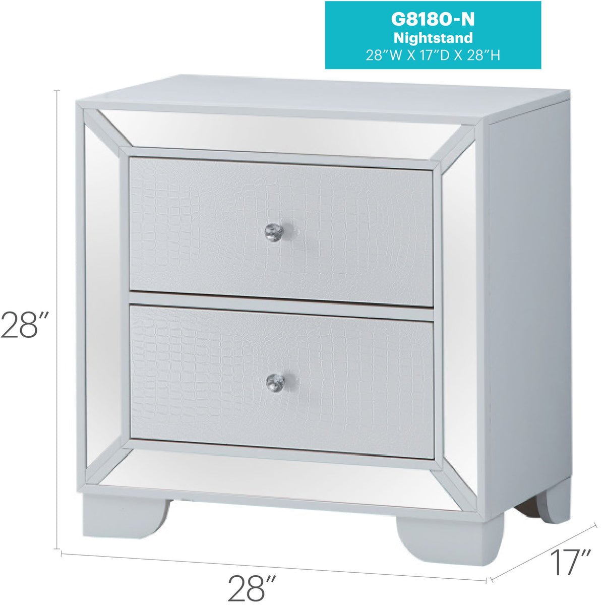 Contemporary Nightstand - Silver Champagne - Particle Board