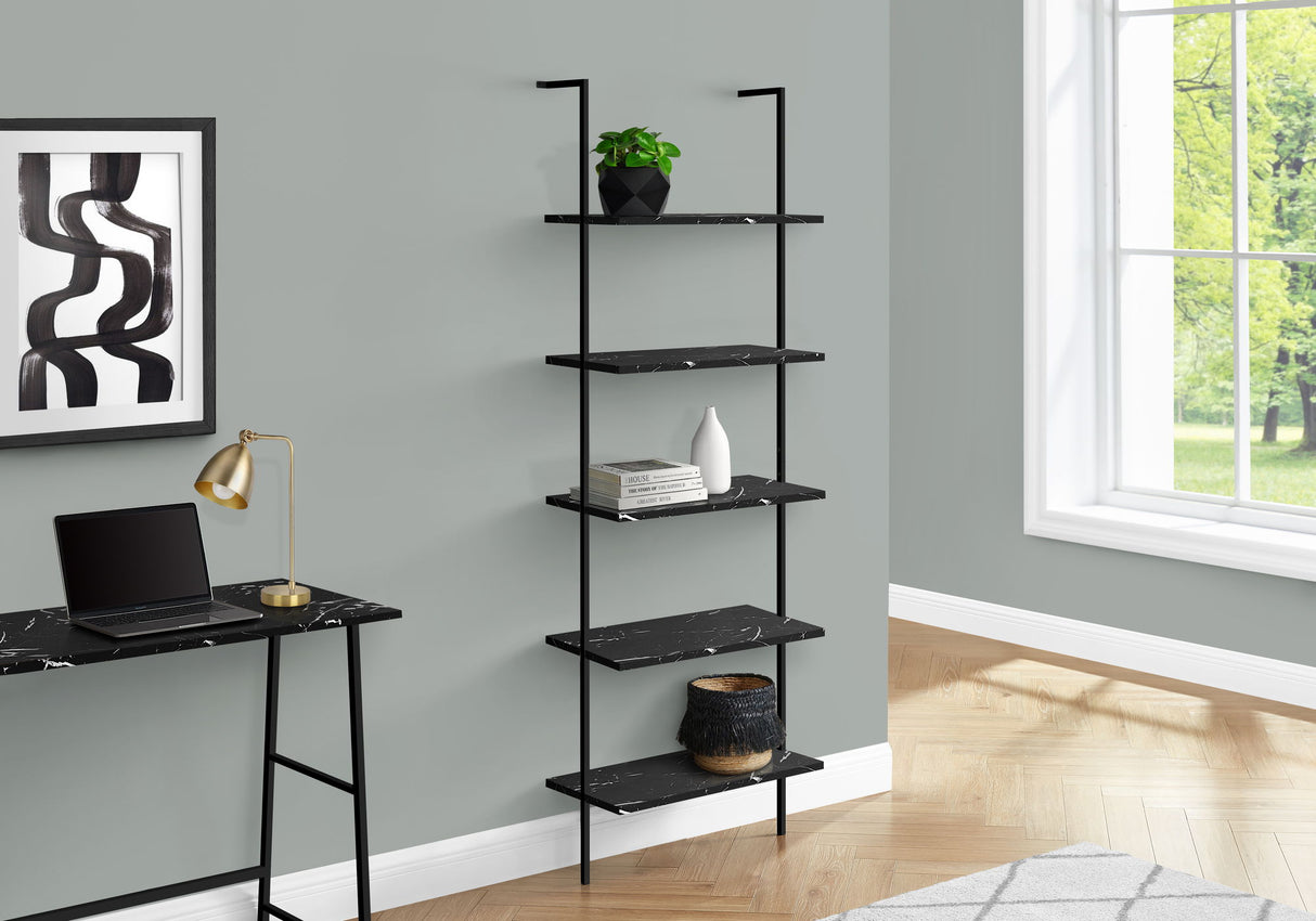Bookshelf, Bookcase, Etagere, Ladder, 5 Tier, For Office, Marble Look Contemporary & Modern - Etageres - Alpine Outlets