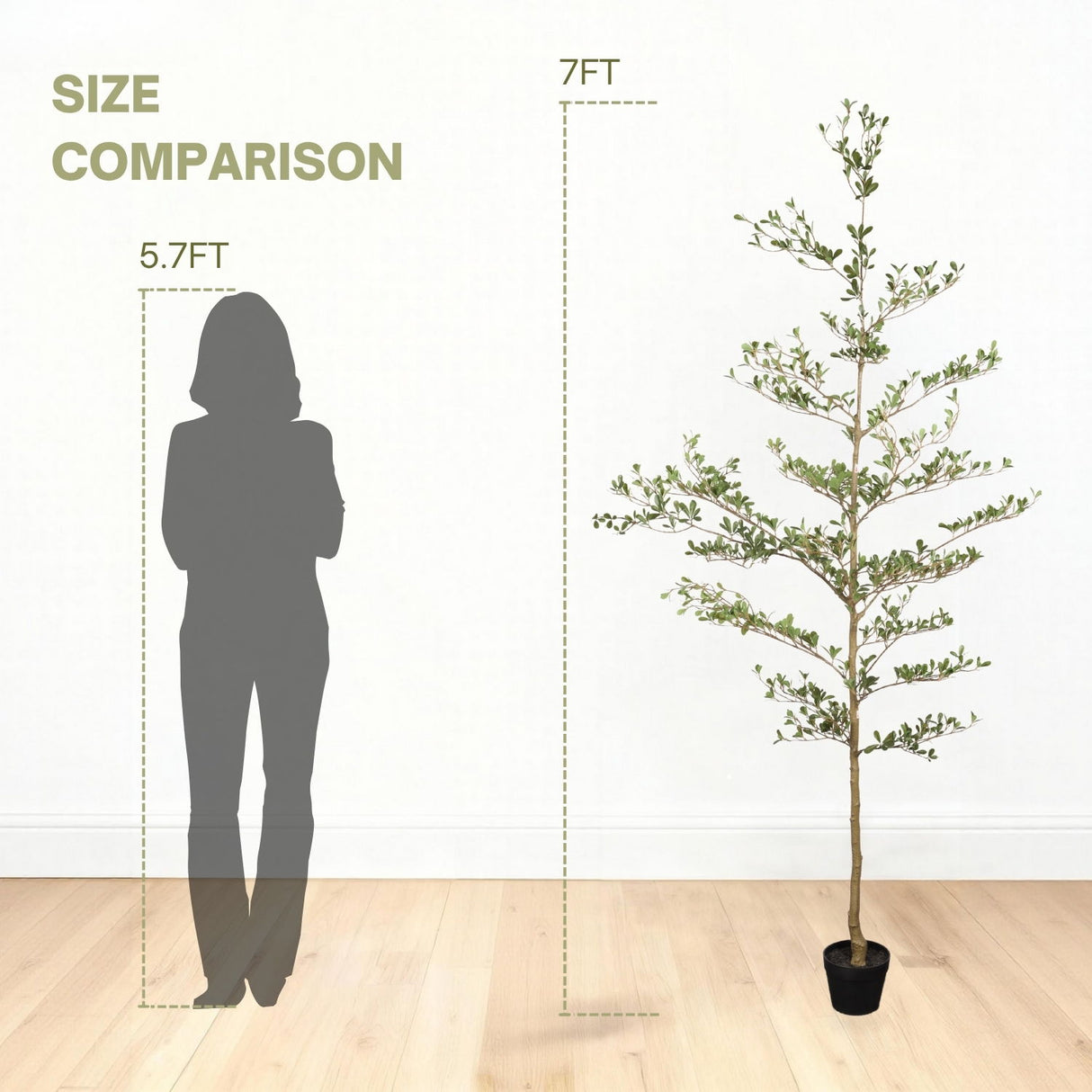7Ft Artificial Olive Tree With Pot, Realistic Tall Fake Plant For Indoor Decoration - Green Leaves