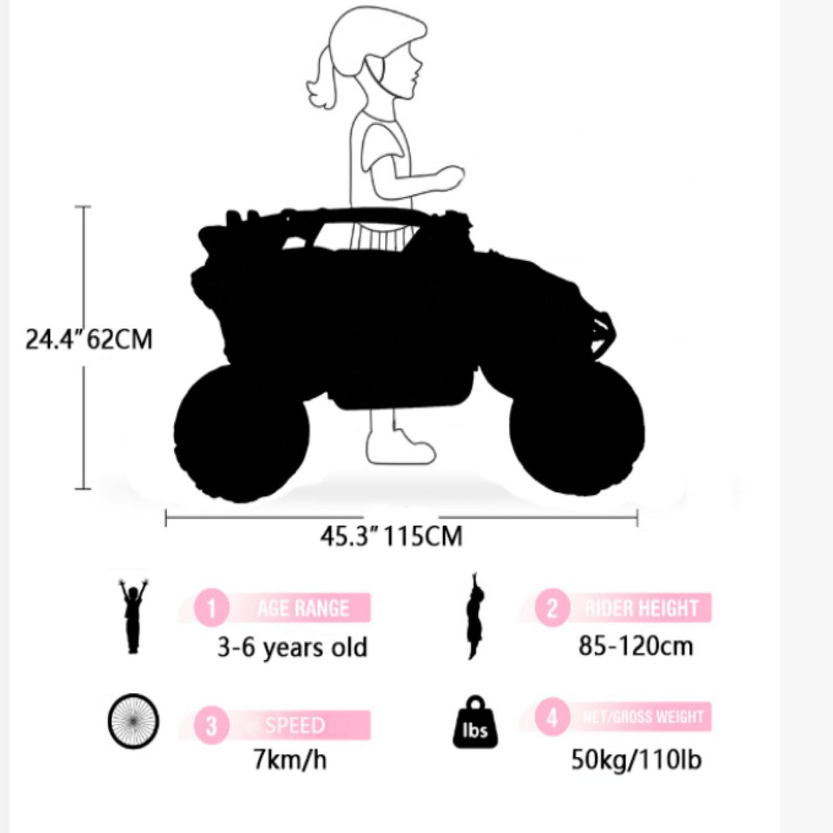 Ride On Models 12V Kids Electric Truck With Remote Control, Front & Rear Suspension, 2 Seater UTV, Flashlights, Music Player - Yellow / White