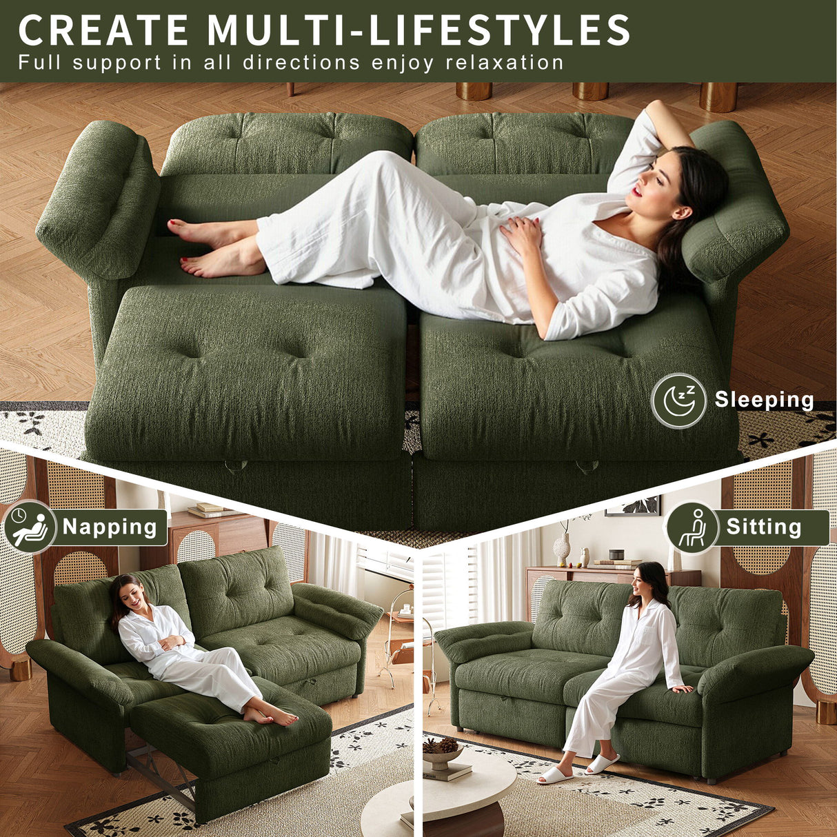 Sofa Bed, 2 In 1 Design For Living Rooms