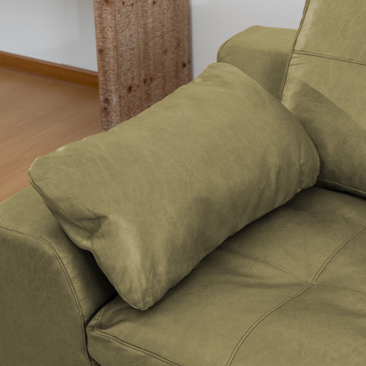 L - Shaped Modular 2 Seater Sofa With Movable Ottoman And High Density Sponge Cushions For Living Room