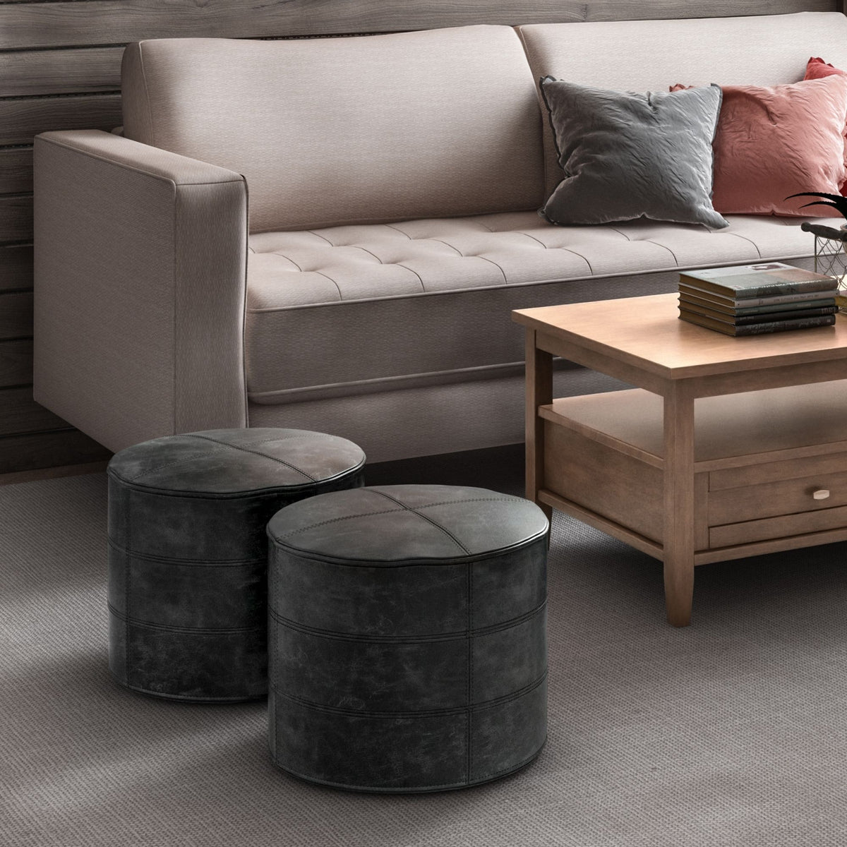 Connor - Handcrafted Round Pouf
