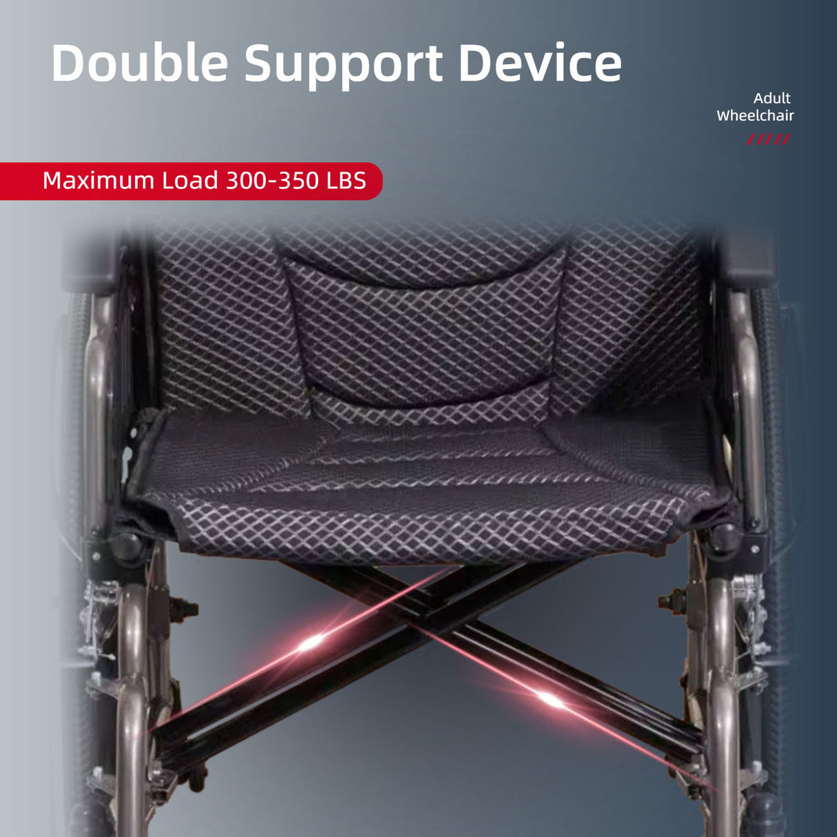 Lightweight Wheelchair Foldable For Adults, Manual Transport Chair With Double Brakes