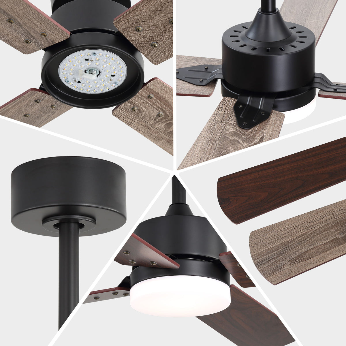 42" Ceiling Fan With Light And Memory Function, DC Reversible Motor, 4 Blades