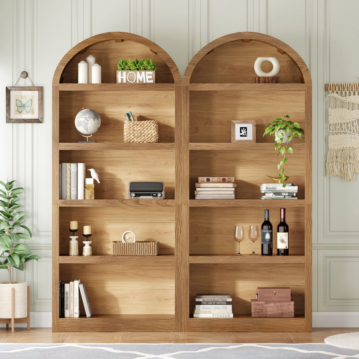 Freestanding Tall Bookshelves (Set of 2)