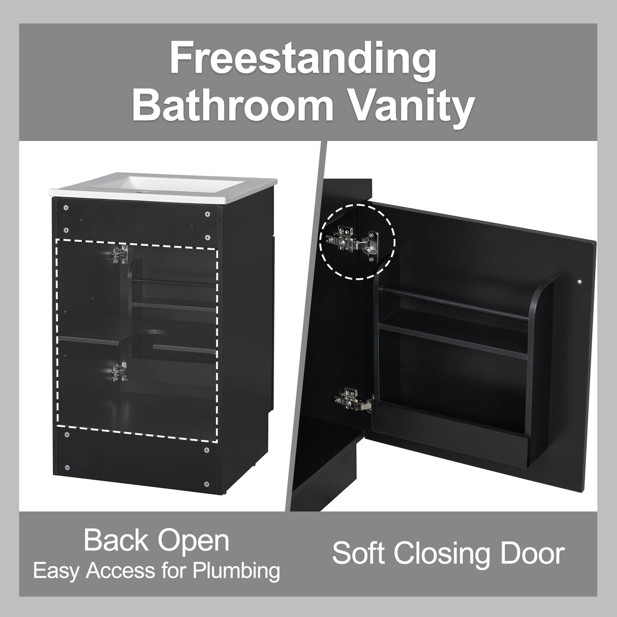 Bathroom Vanity With Sink, Cabinet With Adjustable Shelf