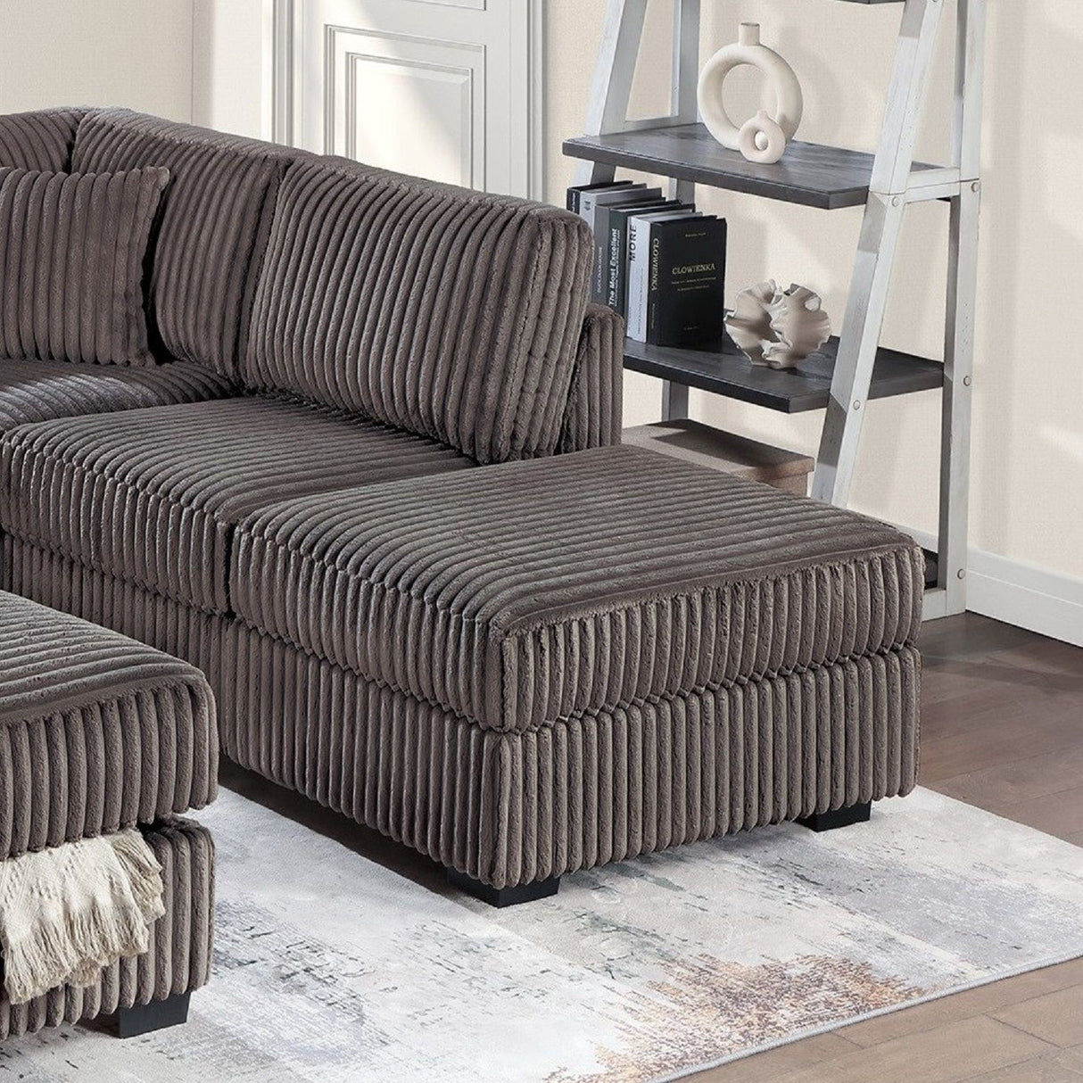 3 Piece Sectional Sofa With Reversible Chaise And USB Storage Ottoman
