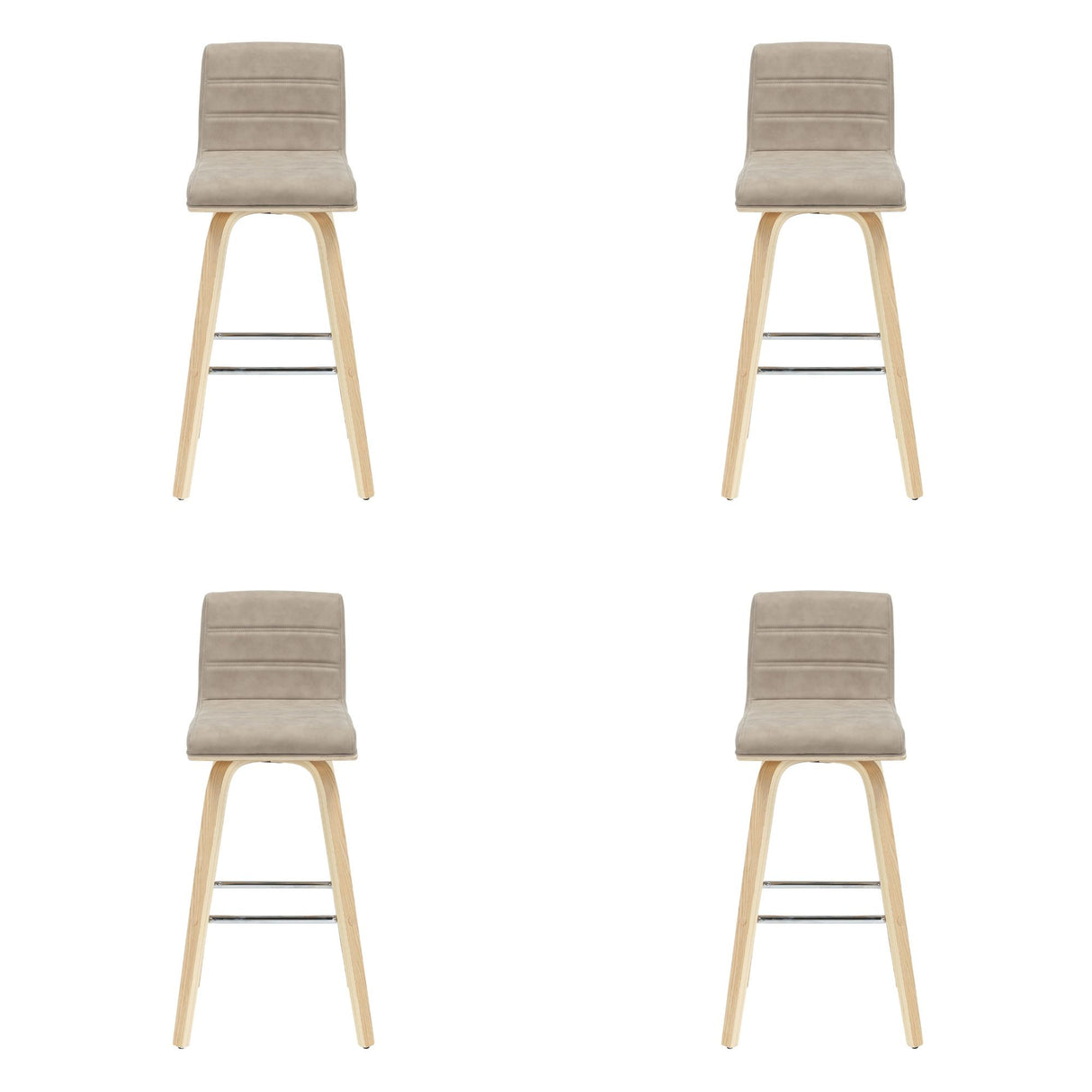Vienna - 39.5" Swivel Bar Height Square Back Wood Bar Stool With Faux Leather Seat