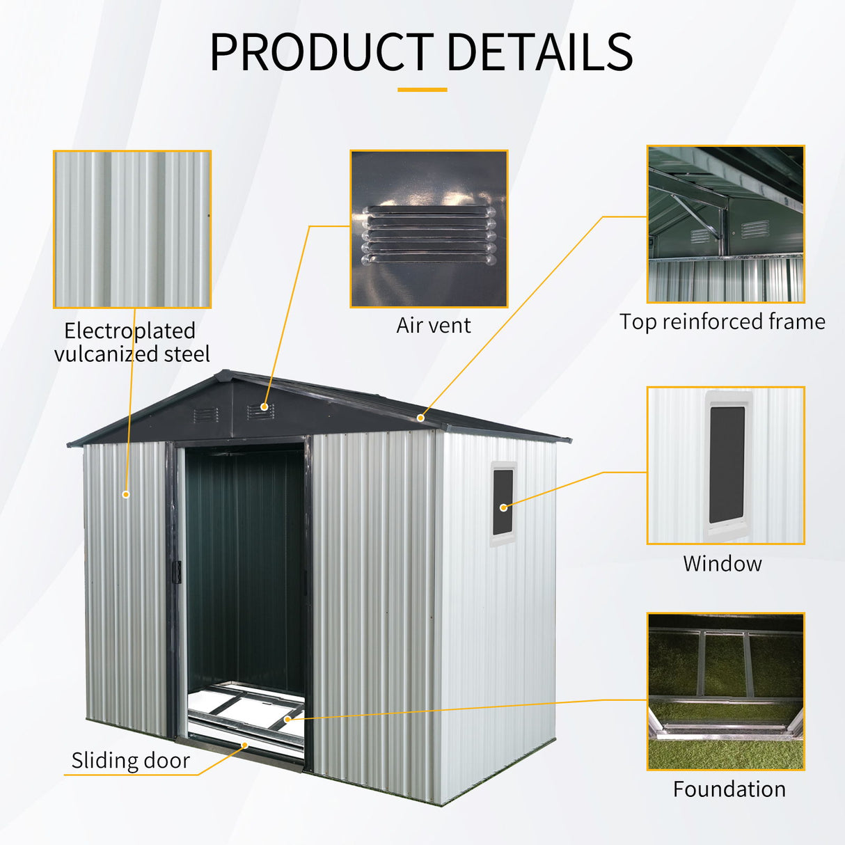 Outdoor Metal Storage Shed Garden Building with Window and Foundation 8x4ft