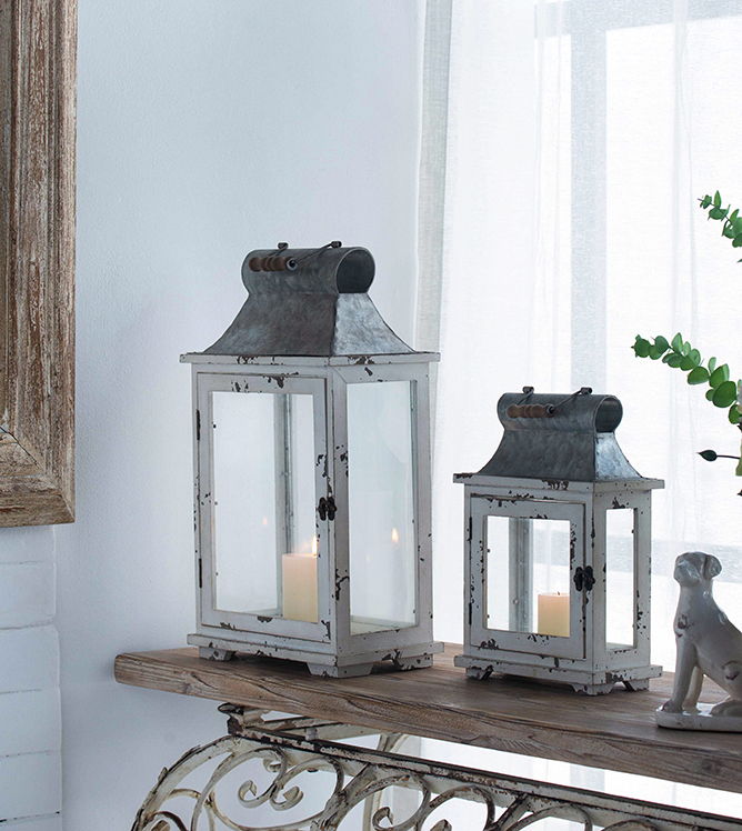 Wooden Candle Lantern Decorative, Hurricane Lantern Holder Decor For Indoor Outdoor, Home Garden Wedding - White - Lanterns - Alpine Outlets