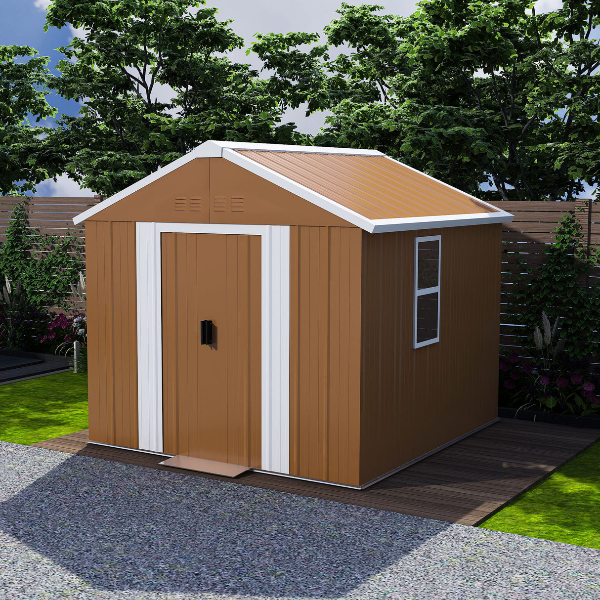 Heavy Duty Storage Shed Weatherproof 77in x 43in in Light Brown