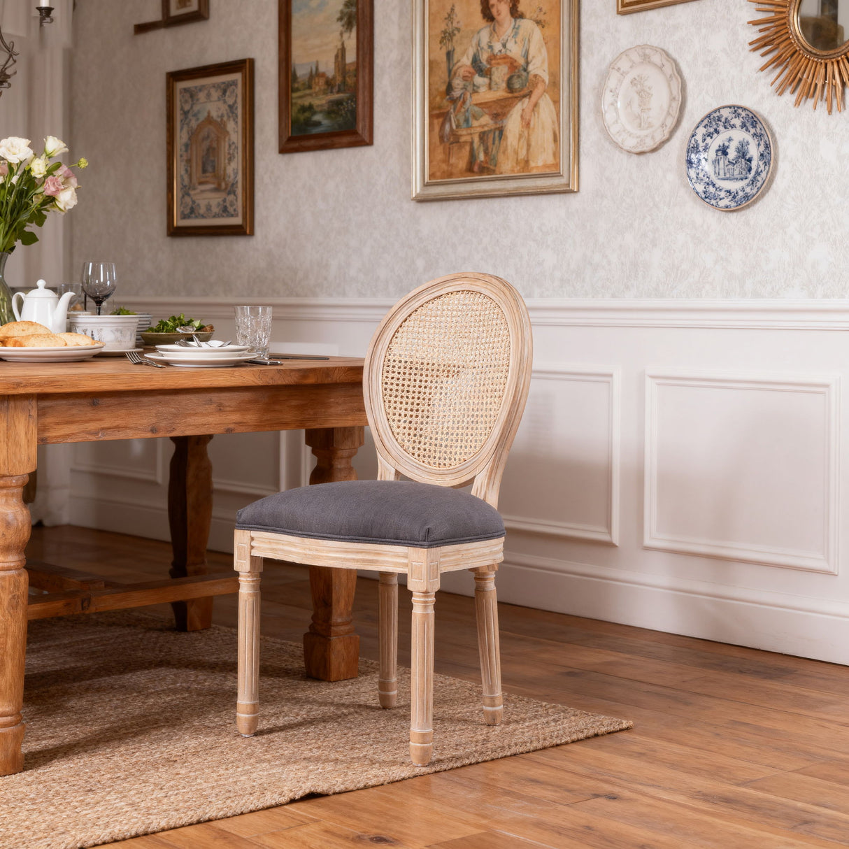 French Country Dining Chairs & Round Back (Set of 2)