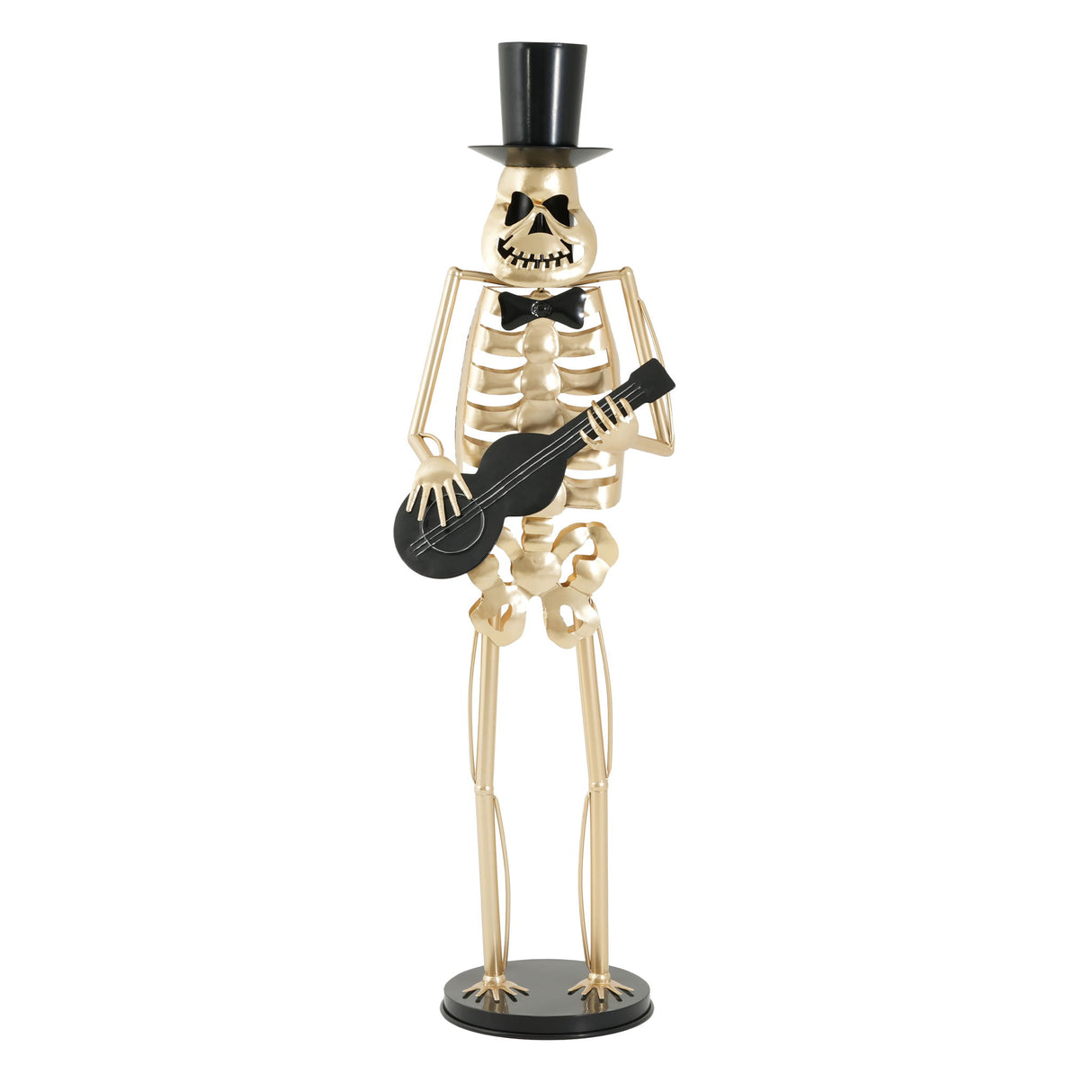 Skeleton Musician Statue, For Halloween Indoor Outdoor Party Display - Gold