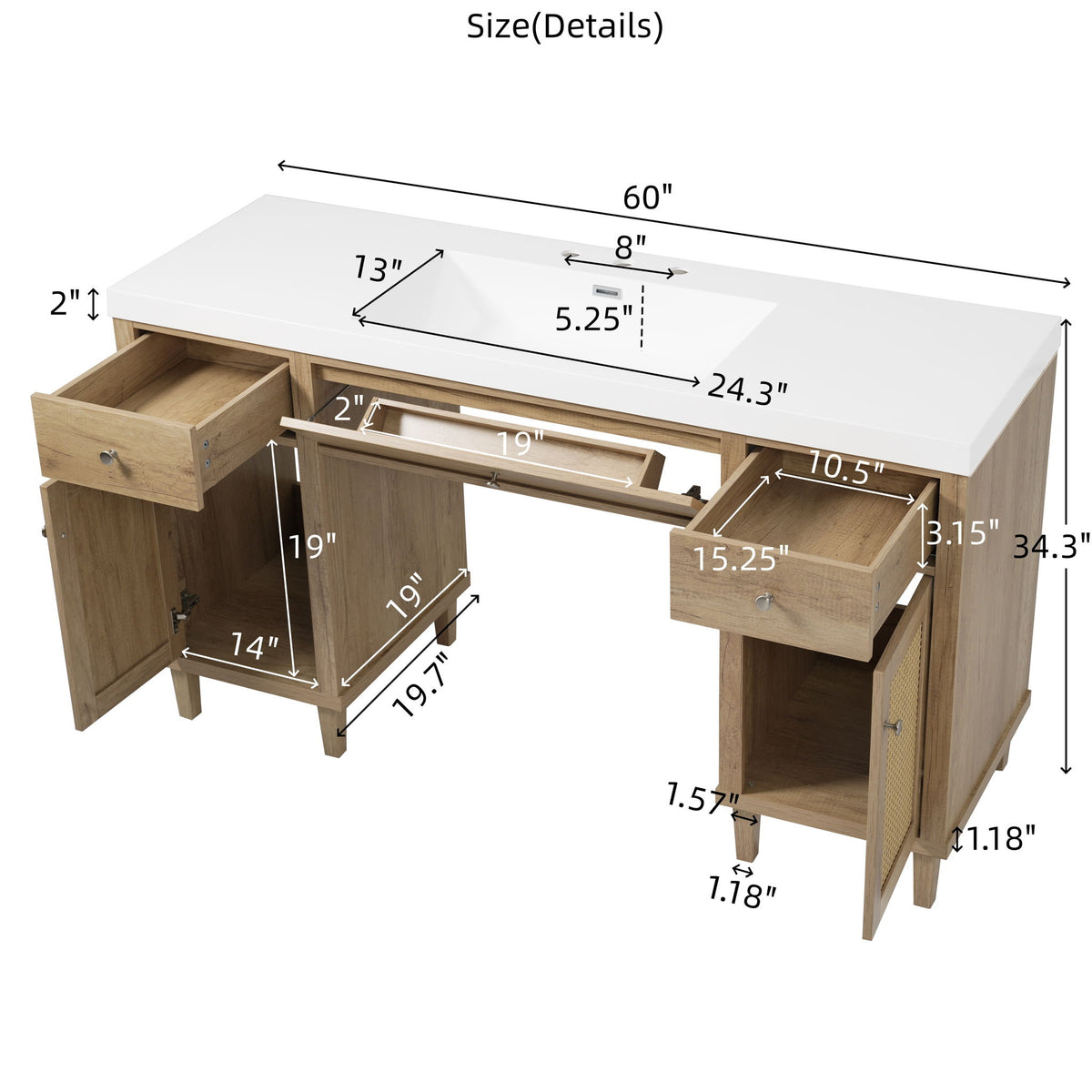 Bathroom Vanity With Sink, Spacious Storage Cabinet