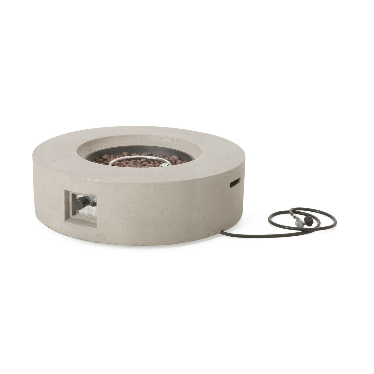 Modern Circular Fire Pit Table Lightweight Concrete 50000 BTU 39x12in