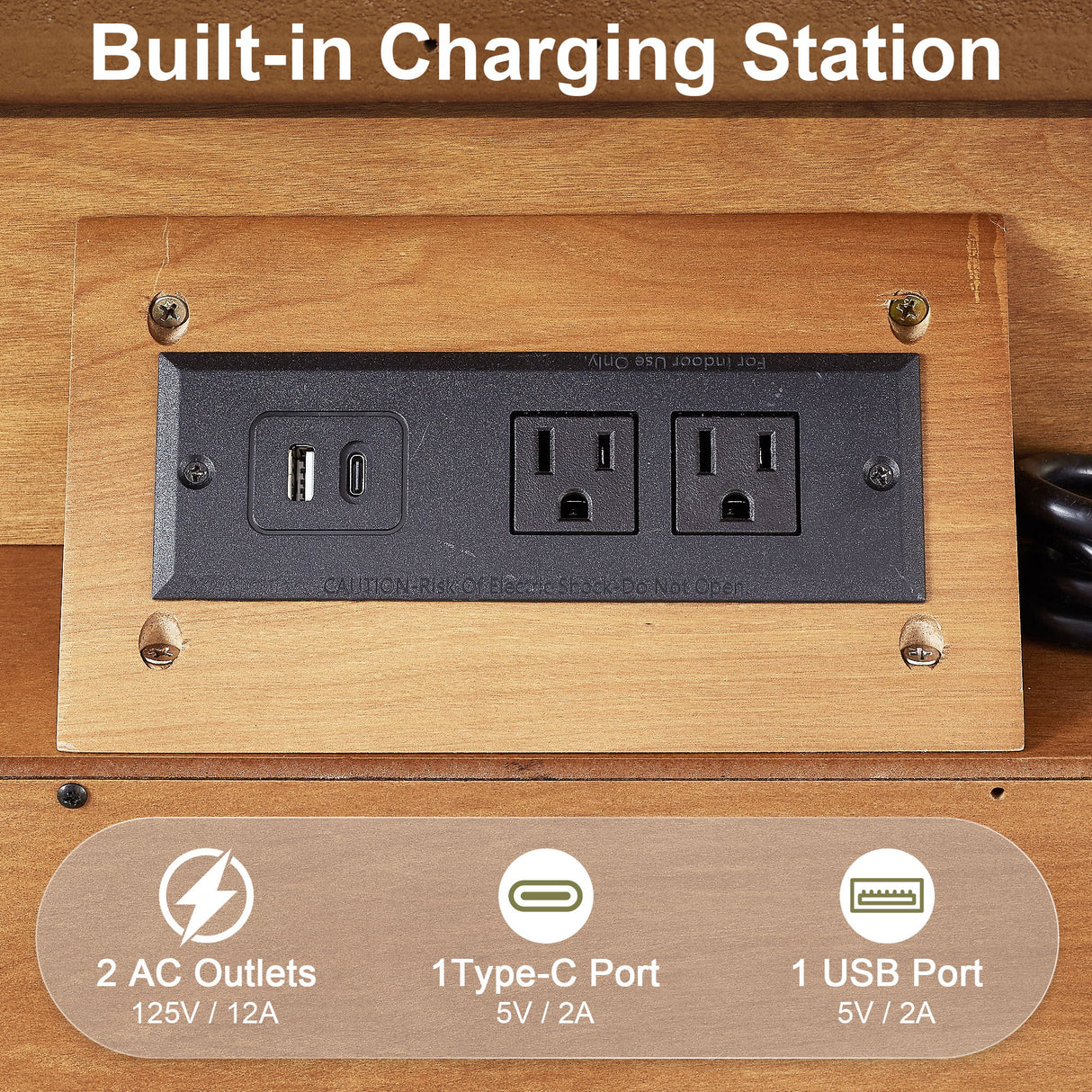 Nightstand With Charging Station Bedside Table With Drawer And Double Door Storage