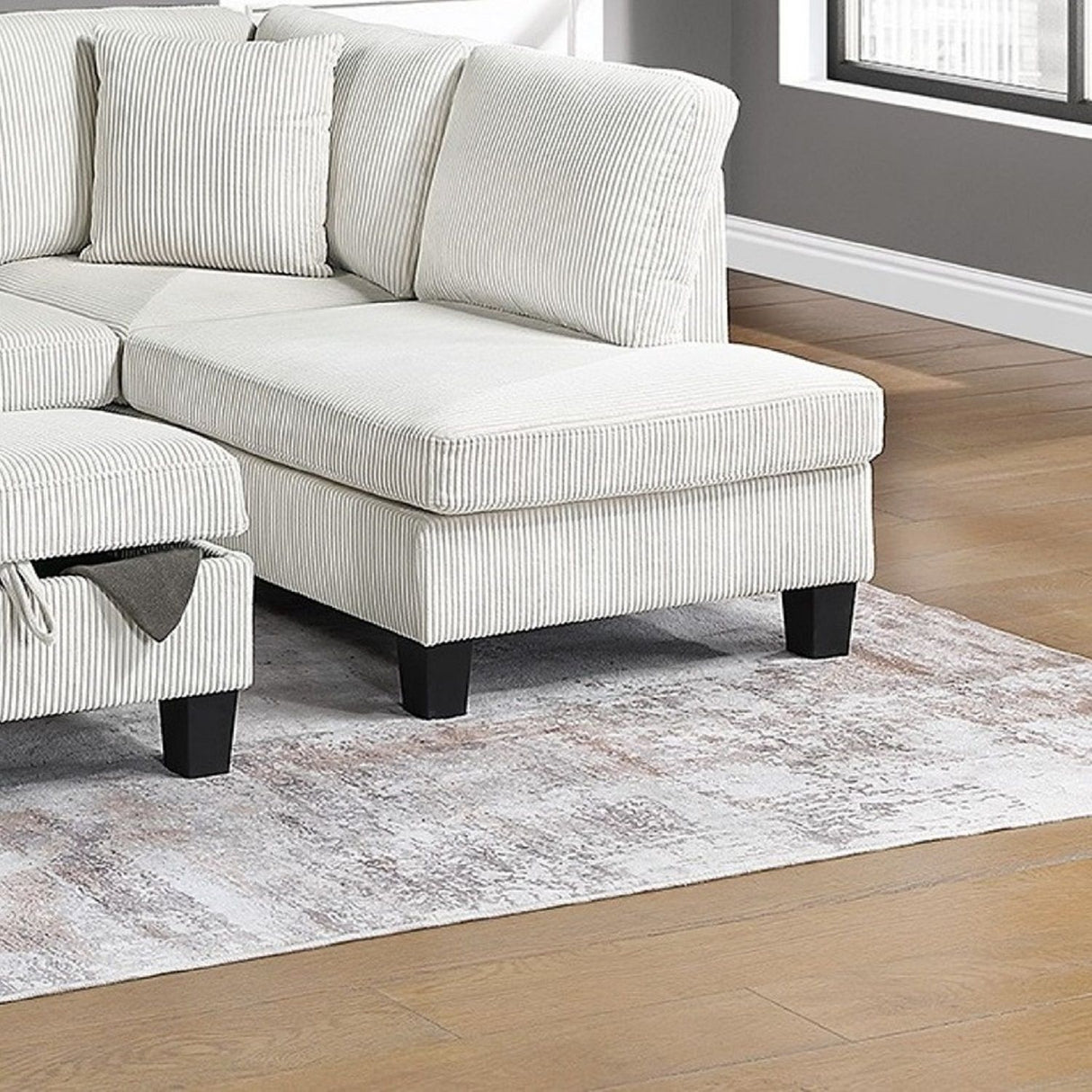Sectional Sofa With Storage Ottoman And Pillows