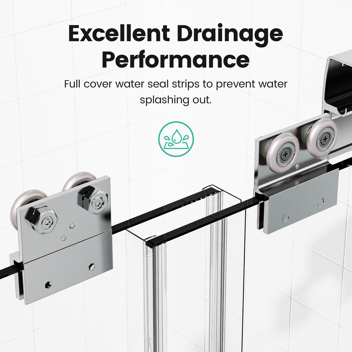 Semi Frameless Double Sliding Shower Door With Tempered Glass
