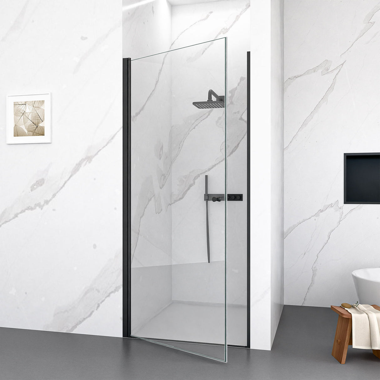 Semi Frameless Circular Pivot Shower Door With 1 / 4" Sgcc Tempered Glass