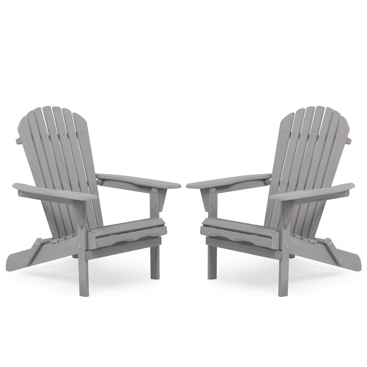 2-Piece Folding Adirondack Chair Set Solid Wood Gray