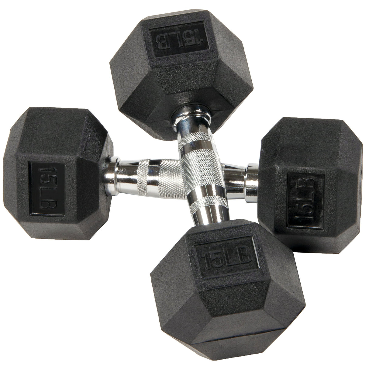 BalanceFrom Rubber Encased Hex Dumbbells 15-50 lbs Pair Black