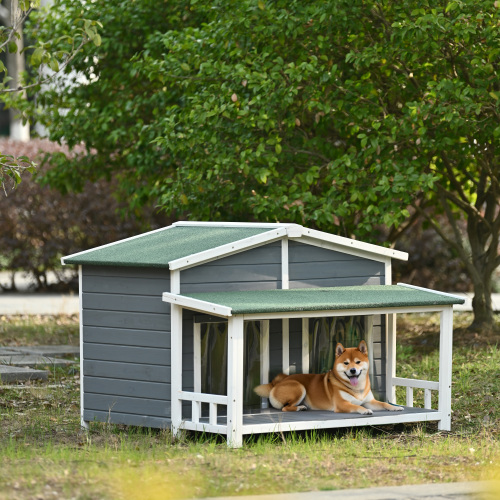 TimberPaws 47in Outdoor Wooden Dog House with Porch