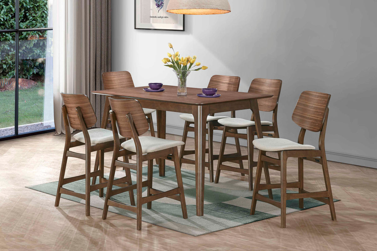 Oscar Mid-Century Counter Height Chair with Natural Cushion - Walnut