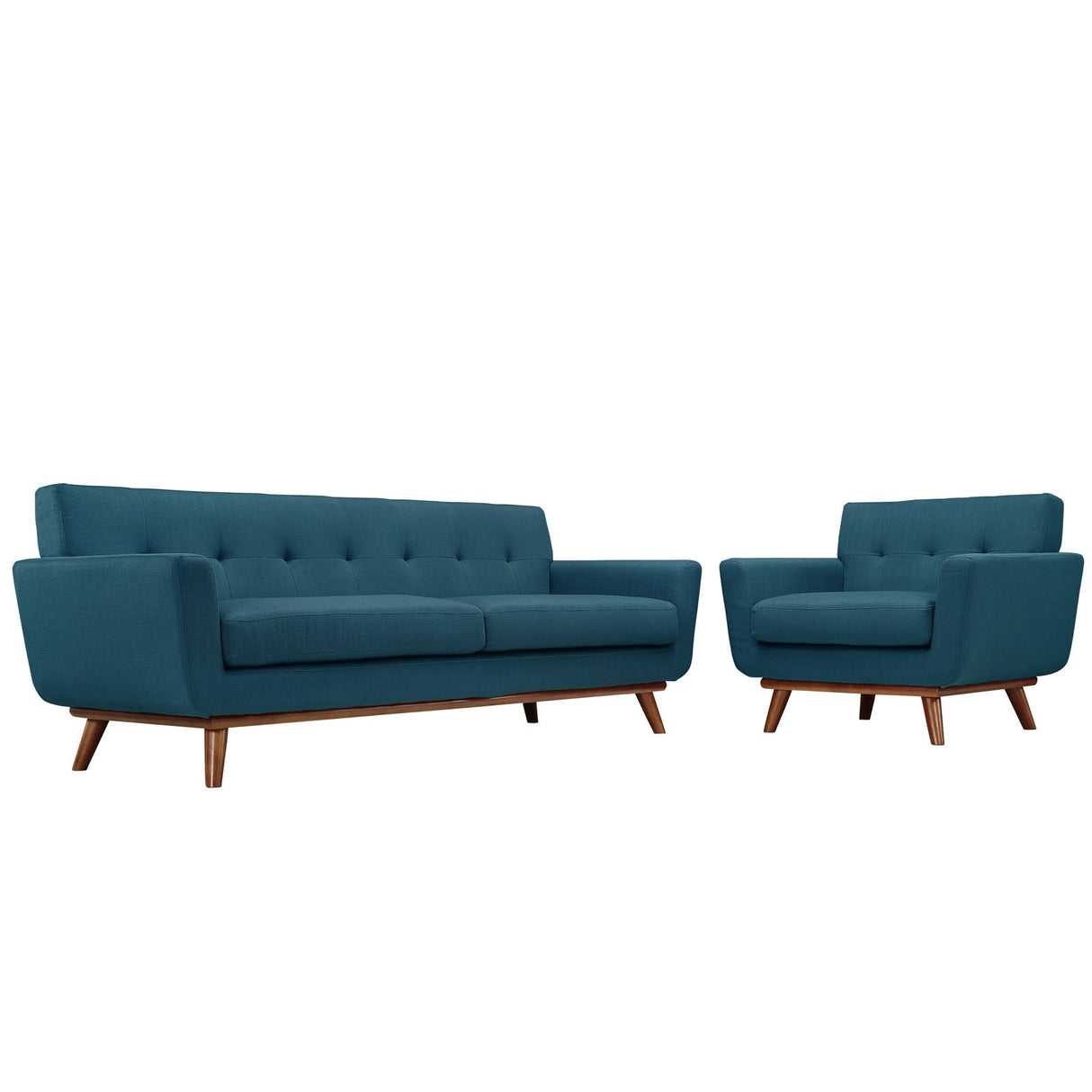 2 Piece 123" Gently Sloping Curved Upholstered Armchair and Sofa Set