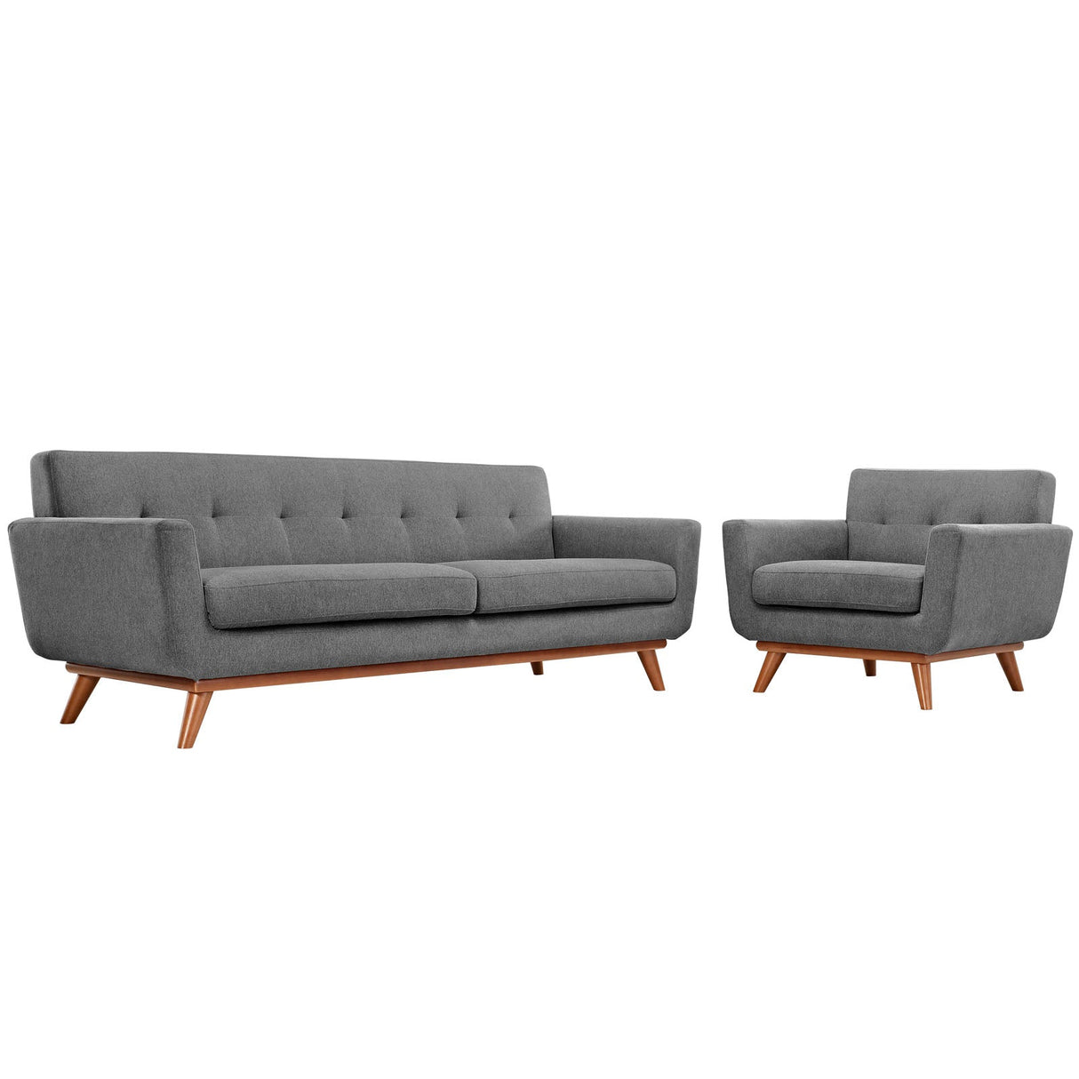 2 Piece 123" Gently Sloping Curved Upholstered Armchair and Sofa Set